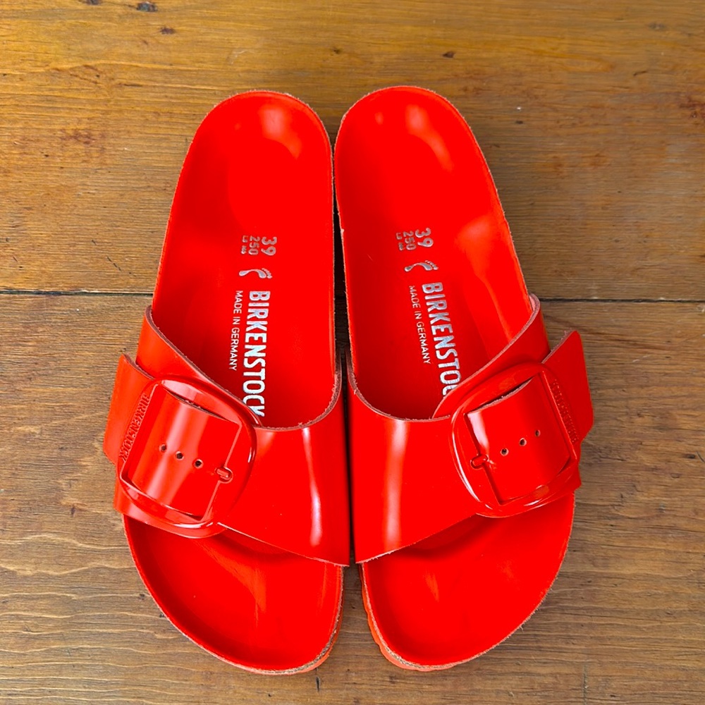 Birkenstock Red Patent 1 Strap Sandals